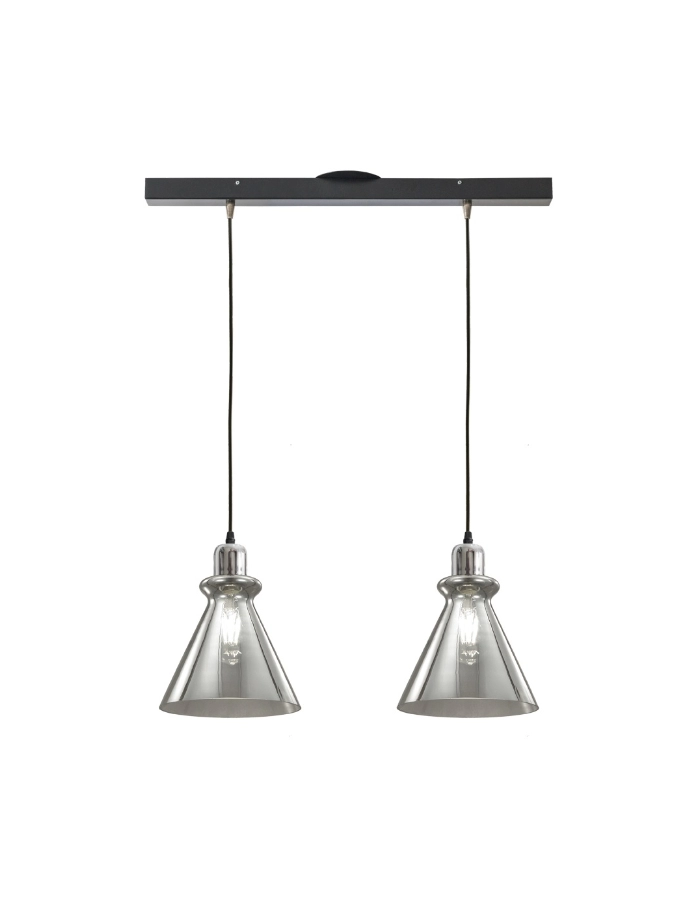 Colgante Ophelia 2xE27 cónico retro vidrio fume 20cm Markas Iluminación